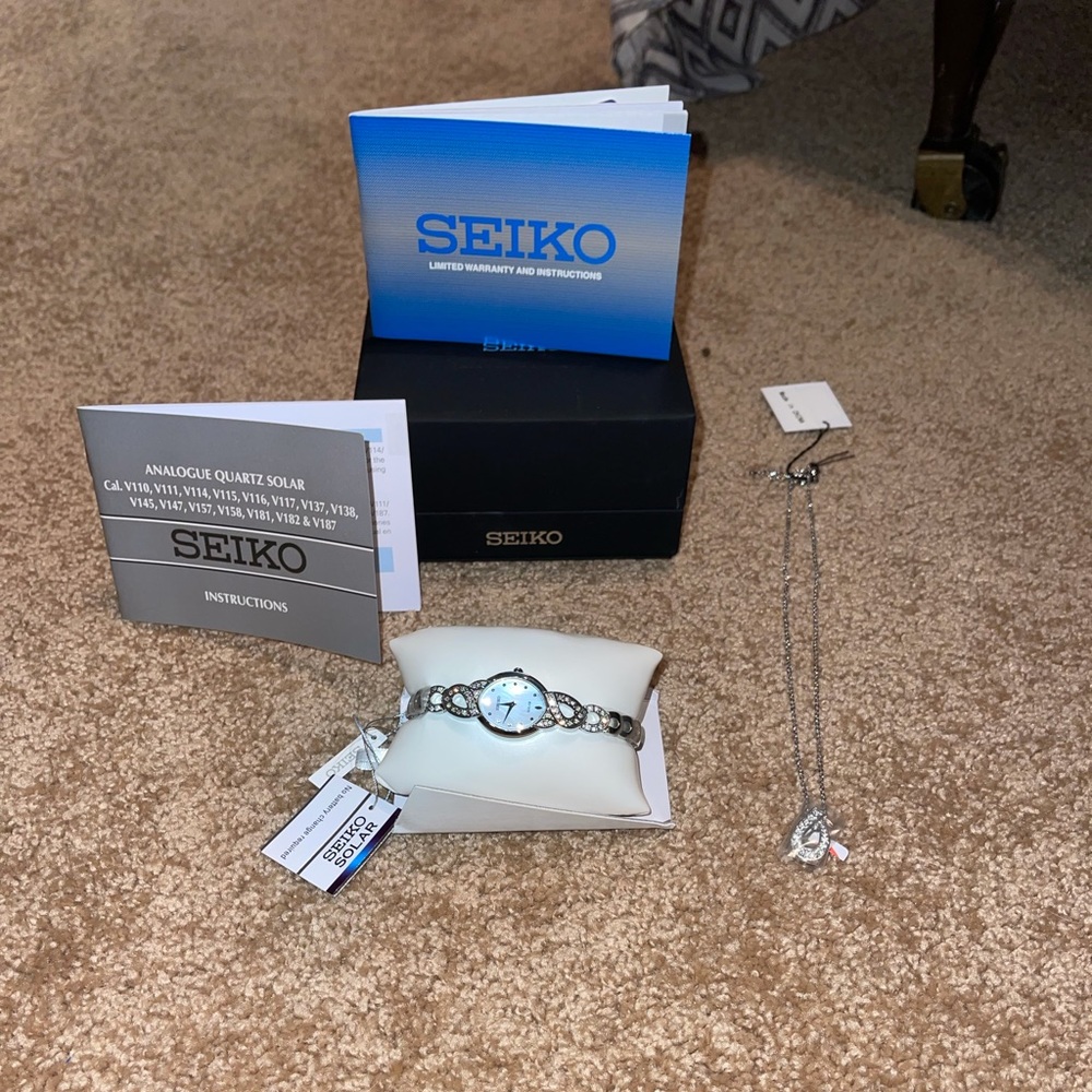 SEIKO watch and necklace NWT set